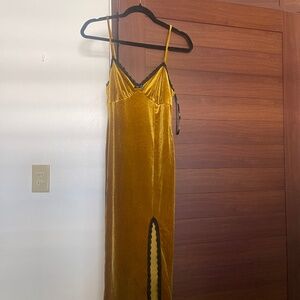 Velvet mustard dress